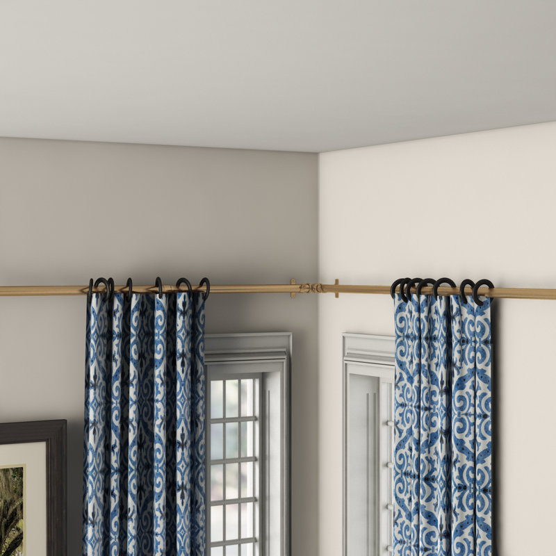 Loic Steel Rod Resin Finials Adjustable Single Curtain Rod 48 84 W Black